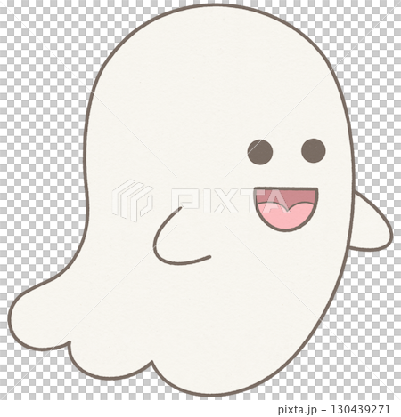 Hand Drawn Happy halloween Cute white ghost 130439271