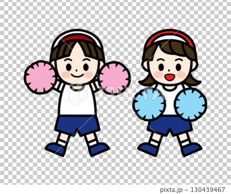 運動會迷你人物插畫素材(歡呼) 運動會迷你人物插畫素材(歡呼) 130439467