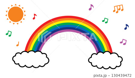 イラスト素材(虹・太陽・音符) イラスト素材(虹・太陽・音符) 130439472