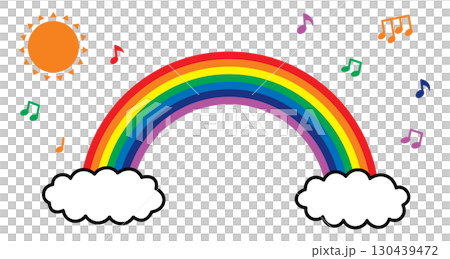 イラスト素材(虹・太陽・音符) イラスト素材(虹・太陽・音符) 130439472