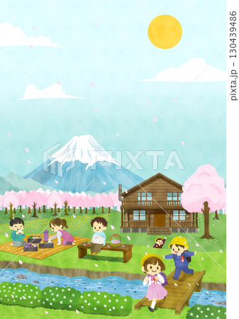 4月_富士山と新年度 130439486