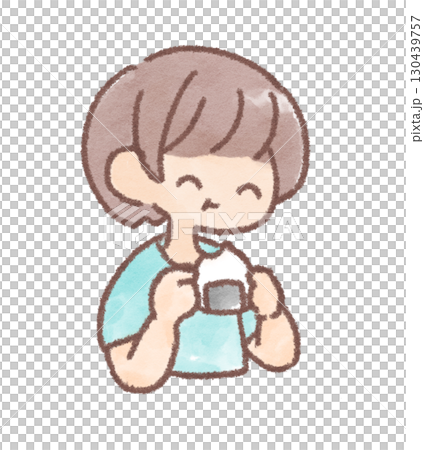 小孩吃飯團的插圖 小孩吃飯團的插圖 130439757