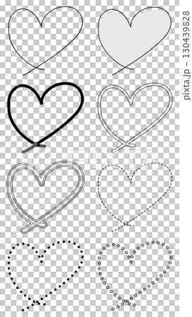 シンプル＆多彩なハートラインアイコンセット（黒白） 130439828