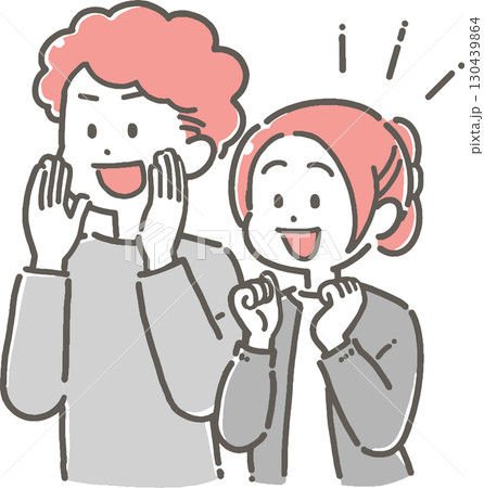 応援する若いカップルのイラスト 130439864