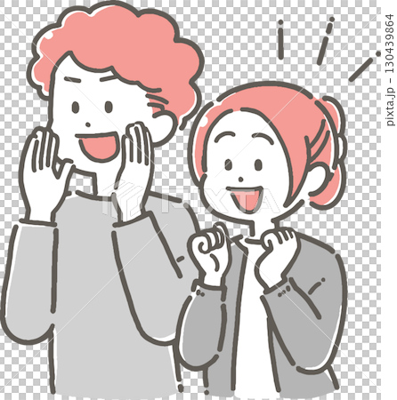 応援する若いカップルのイラスト 130439864