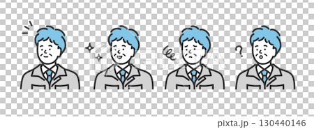 Middle-aged and senior male worker facial expression icon illustration material Middle-aged and senior male worker facial expression icon illustration material 130440146