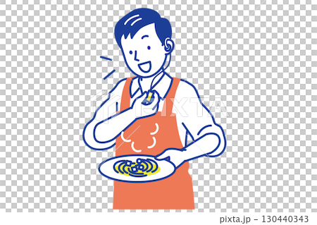 Male cafe employee talking on intercom 130440343