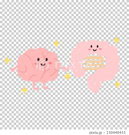 手描きのかわいい腸脳相関のイラスト 130440431
