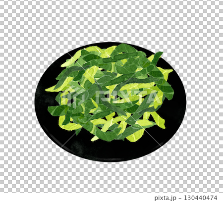大葉の千切り　野菜・薬味の手描き水彩イラスト素材 130440474