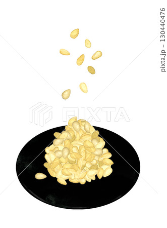 山盛りの白ゴマ 野菜・薬味の手描き水彩イラスト素材 山盛りの白ゴマ 野菜・薬味の手描き水彩イラスト素材 130440476