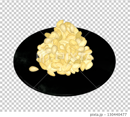 堆積如山的白芝麻——蔬菜和調味料的手繪水彩插圖 130440477