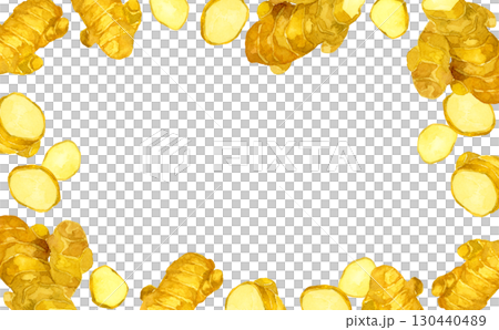 薑框-蔬菜和調味品的手繪水彩插圖背景 薑框-蔬菜和調味品的手繪水彩插圖背景 130440489