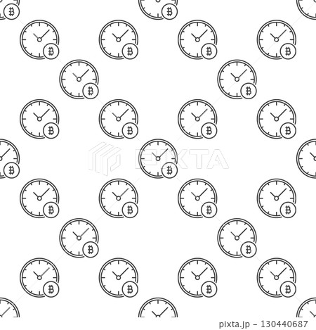 Clock with Bitcoin sign vector Cryptocurrency Investment thin line seamless pattern 130440687