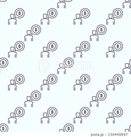 Man with Bitcoin sign in Speech Bubble vector Investing in BTC seamless pattern in thin line style 130440697