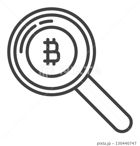 Magnifier with BTC coin sign vector Cryptocurrency Investment thin line icon or symbol Magnifier with BTC coin sign vector Cryptocurrency Investment thin line icon or symbol 130440747