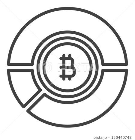 Pie Chart with Bitcoin vector BTC Investment icon or symbol in outline style Pie Chart with Bitcoin vector BTC Investment icon or symbol in outline style 130440748