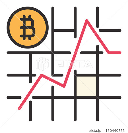 Bitcoin simple Chart vector BTC Investment colored icon or design element 130440753