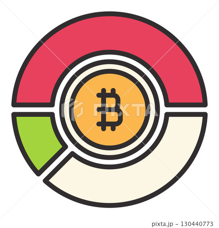 Pie Chart with BTC vector Bitcoin Investment colored icon or sign 130440773
