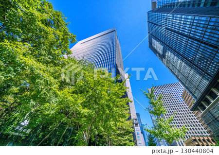 日本の東京都市景観 大手町の森などを望む。右奥に日本橋再開発＝9月2日、大手町 130440804