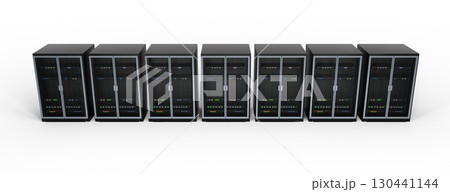 Modern server rack. Server rack image. Isolated on white background. 3d render Modern server rack. Server rack image. Isolated on white background. 3d render 130441144