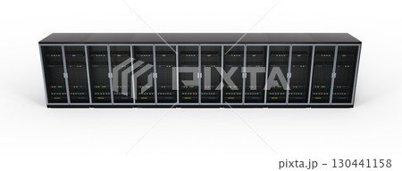 Modern server rack. Server rack image. Isolated on white background. 3d render 130441158