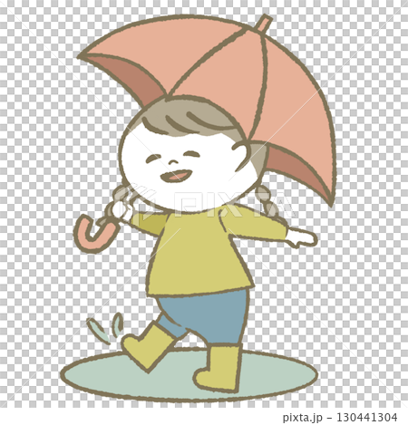 穿雨靴打傘的小女孩 130441304