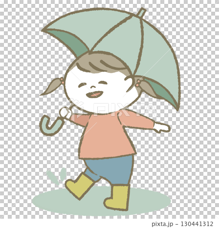 穿雨靴打傘的小女孩 穿雨靴打傘的小女孩 130441312