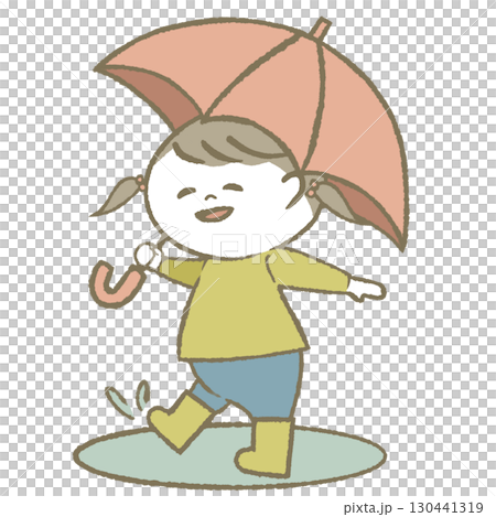 穿雨靴打傘的小女孩 130441319