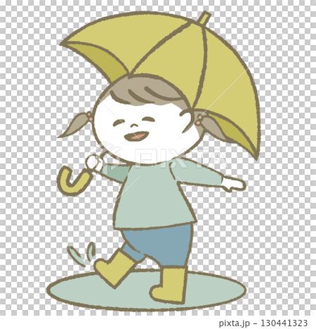 穿雨靴打傘的小女孩 穿雨靴打傘的小女孩 130441323