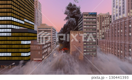 攻撃される都市の風景 130441393