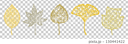 秋の季節感を演出するもみじのスタンプ風素材 130441422
