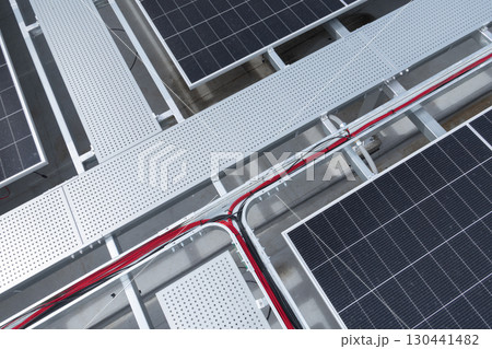 Solar panel track rail, Service walk way, outdoor electricity solar system wiring cabling rail Solar panel track rail, Service walk way, outdoor electricity solar system wiring cabling rail 130441482