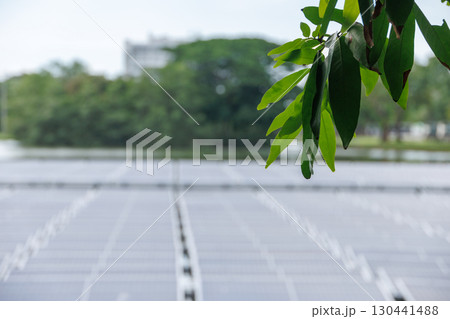 Floating Solar Panel. Solar photovoltaic panel PV System in Industry lake water pond 130441488