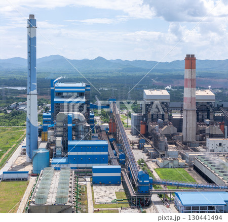 Coal power plant, modern clean energy production with ozone dust filter clean air low pollution 130441494