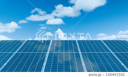 Solar panel on blue sky, Photovoltaic solar power system, eco green clean alternative saving energy. Solar panel on blue sky, Photovoltaic solar power system, eco green clean alternative saving energy. 130441502