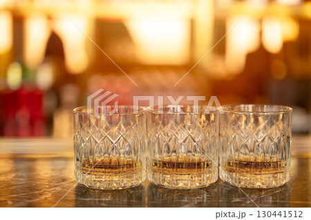 Lowball Glasses, Rocks Glasses, on the rocks liquor glassware, Luxury pub bar cocktails served 130441512