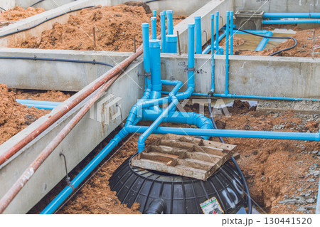 Footing foundation construction site, Shallow Foundation ground floor concrete beams structure 130441520