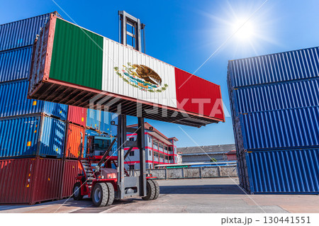 Products shipping cargo goods with Mexico flag for import export business from Mexico country Products shipping cargo goods with Mexico flag for import export business from Mexico country 130441551