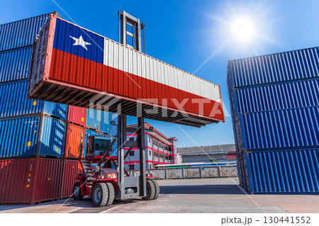 Products shipping cargo goods with Chile flag for import export business from Chile country 130441552