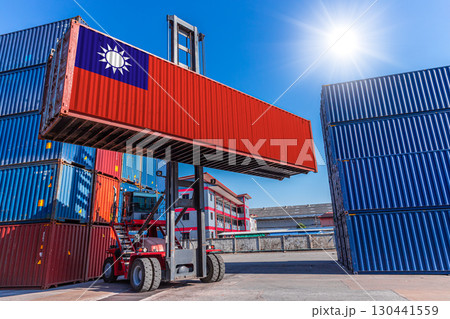 Products container, Shipping goods with Taiwan flag for import export business from Taiwan country Products container, Shipping goods with Taiwan flag for import export business from Taiwan country 130441559