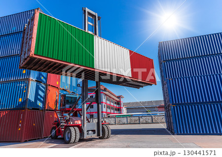 Products shipping cargo goods with Italy flag for import export business from Italy country 130441571