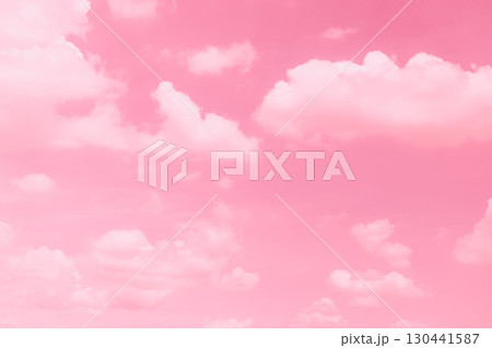 Pink color sky, Sky cloud flamingo pink hot love sweet colored tone for wedding card background. 130441587
