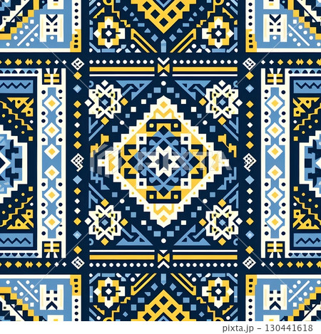 Seamless pattern for textile with modern Ukrainian vyshyvanka design 130441618