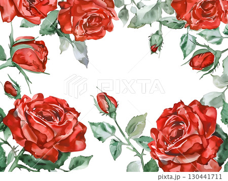 Whimsical Valentine's Day card featuring a beautiful watercolor rose illustration Whimsical Valentine's Day card featuring a beautiful watercolor rose illustration 130441711