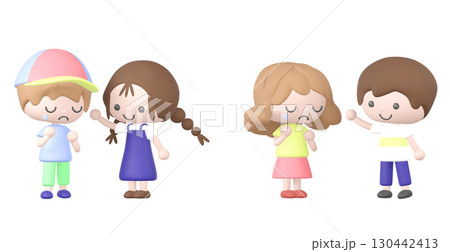 3dの泣いている子を励ます子どものイラスト 130442413