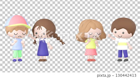 3dの泣いている子を励ます子どものイラスト 130442413