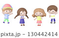 3dの元気な4人の子どもたちのイラスト 130442414