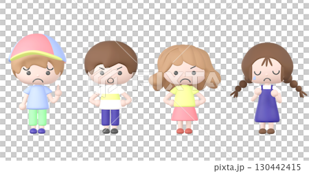 3dのけんかをしている子どもたちのイラスト 130442415