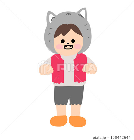オオカミ男の仮装をした男の子のかわいいハロウィンアイコン 130442644