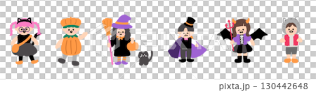 Cute kids dressed up for Halloween. Vector data can be disassembled into parts. 130442648